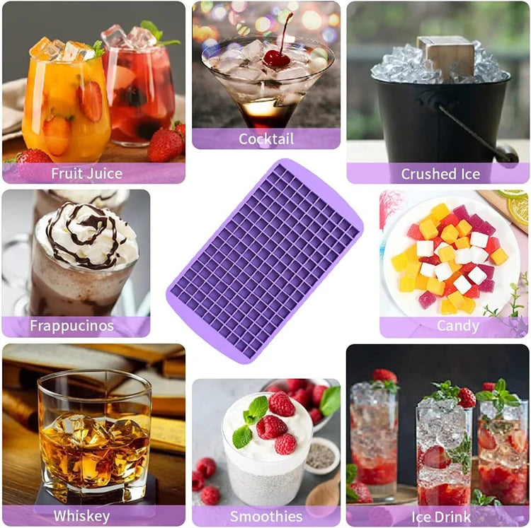 LMETJMA Mini-Eiswürfelformen aus Silikon, 160 zerkleinerte Eiswürfelformen, leicht zu lösender kleiner Eiswürfel zum Kühlen von Whiskey-Cocktails JT42