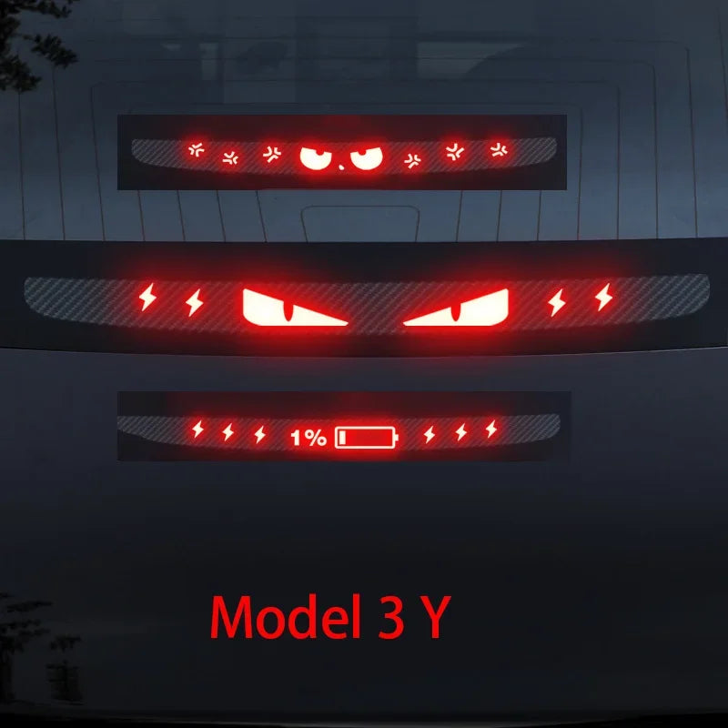 Neu 1 Stück Auto-Aufkleber für Tesla Model 3 Y, Rücklicht-Aufkleber, hochmontiertes Bremslicht, Projektionsbrett, oberes Rücklicht, Emblem-Aufkleber