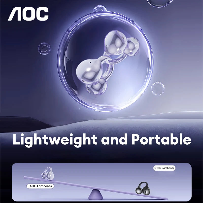 AI-Übersetzungskopfhörer AOC Ohrclip-Ohrhörer OWS Bluetooth Smart LCD-Bildschirm-Touch-Kopfhörer Gaming Wireless Sport Headset 3521