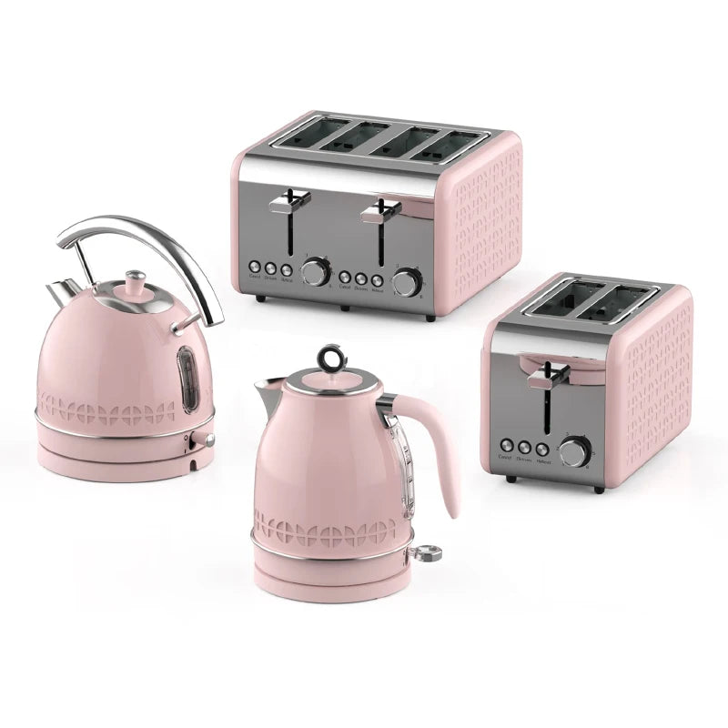 Retro-Frühstücksset, Geräte, 4-Scheiben-Toaster, elektrischer Wasserkocher und Toaster-Set, Saftmixer