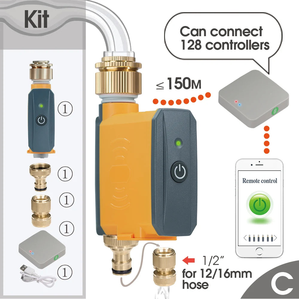 Messing-Anschlüsse Zigbee Smart Valve Intelligenter automatischer Wifi-Garten-Wasser-Timer für Sprinkler-Schlauch-Hahn-Tropfbewässerungssystem-Controller-Telefon-Fernbedienung