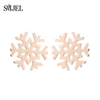 SMJEL Niedliche Tier-Hirsch-Ohrstecker, kleine Lebkuchenmann-Schneeflocken-Ohrringe für Mädchen, Edelstahl, Weihnachtsschmuck, Brincos