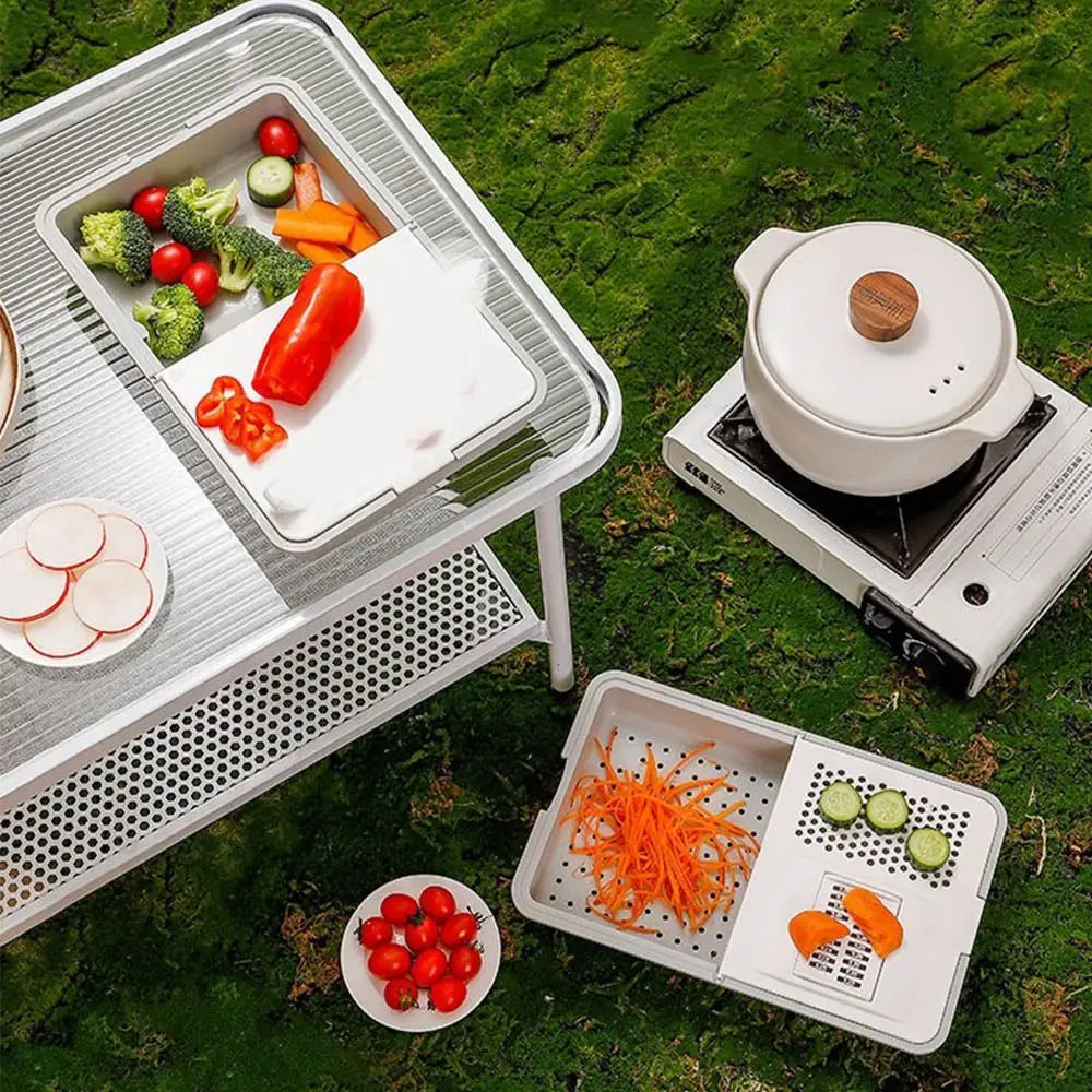 Vielseitiger manueller Gemüseschneider, Schäler, Werkzeug mit Ablagefach, Küchenhelfer, effizienter tragbarer Karottenzerkleinerer