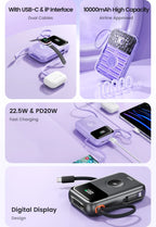 Toocki PowerBank 10000 mAh Tragbare PD 22,5 W Schnelllade-Powerbank für iPhone 16 15 14 13 12 Apple Watch Mobile Externer Akku