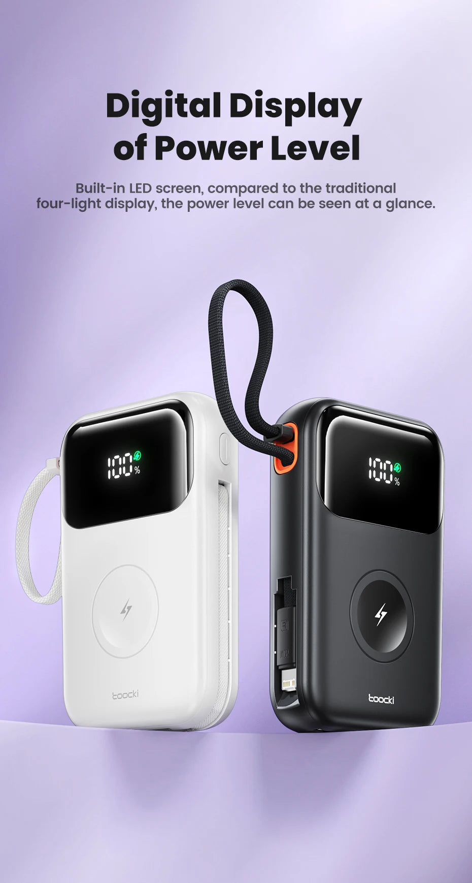 Toocki PowerBank 10000 mAh Tragbare PD 22,5 W Schnelllade-Powerbank für iPhone 16 15 14 13 12 Apple Watch Mobile Externer Akku