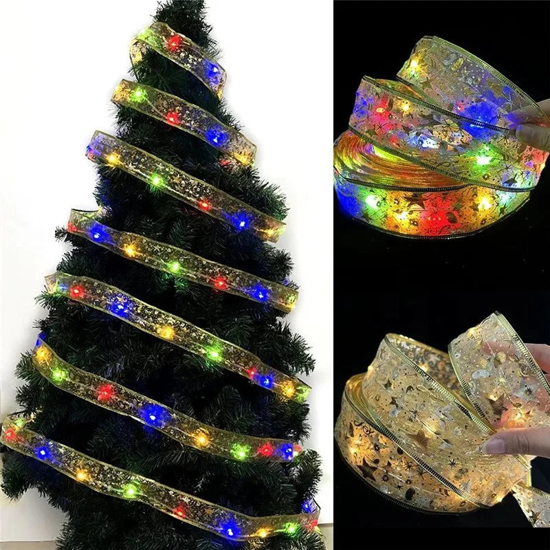 Lichterkette für den Innenbereich, batteriebetriebenes Weihnachtsband mit Lichtern, Weihnachtsbaum-Zubehör, Dekoration für Weihnachten, Neujahr