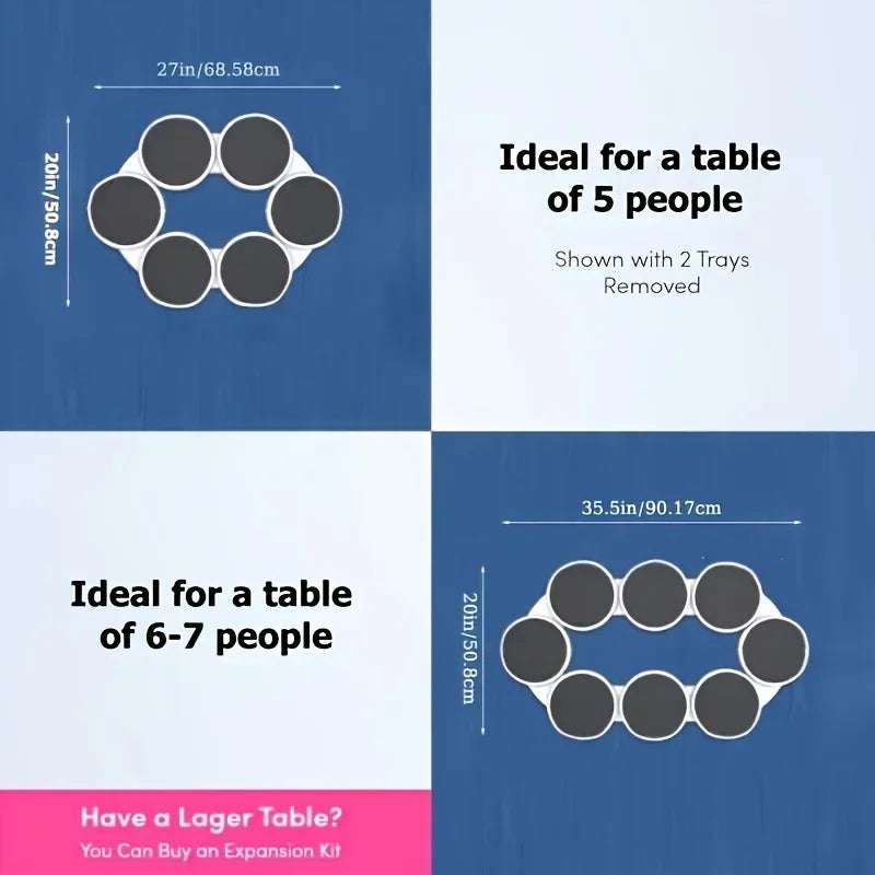Drehteller für Küche, Esstisch, Drehteller für Küchenarbeitsplatte, 360-Grad-Drehung, vielseitig, hitzebeständig, für rechteckigen Tisch