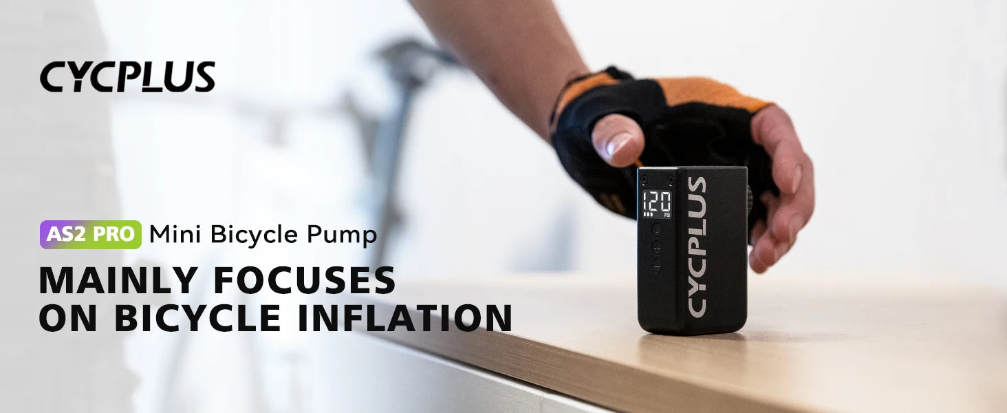 CYCPLUS Mini-Luftpumpe AS2 100 PSI AS2PRO 120 PSI Max elektrischer tragbarer Fahrrad-Inflator-Druckmesser Typ-C-Fahrradreifenkompressor