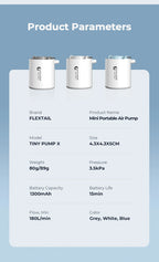 FLEXTAIL Tragbare Luftpumpe, Mini-Campingpumpe mit Licht, USB-C-Aufladung, ideal für Isomatten, Luftmatratzen, Vakuumbeutel