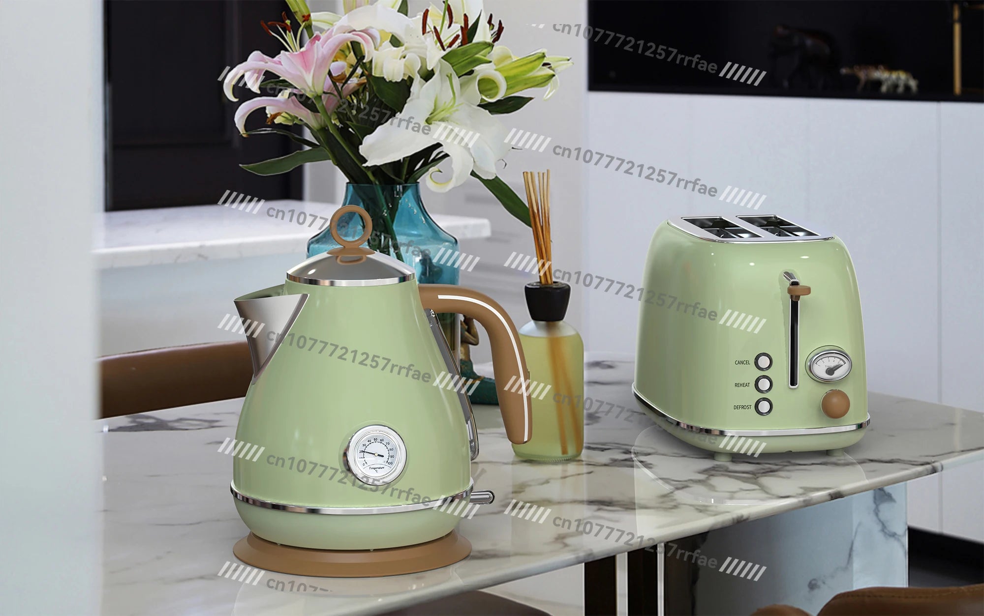 Kaffeemaschine Haushaltsgeräte Set Retro Toaster Edelstahl Elektrische Kaffeemaschine und Toaster Set