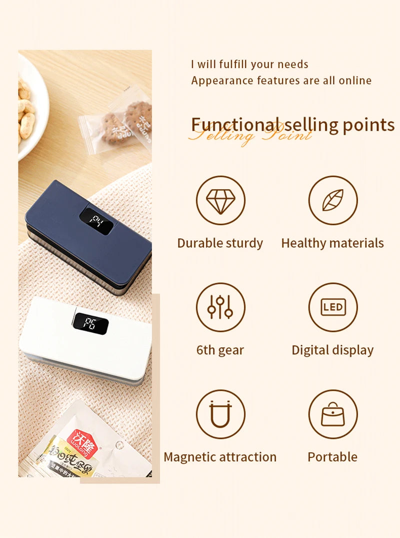 Mini-Wärmebeutel-Versiegelungsmaschine, Versiegelungsmaschine für Plastiktüten, wiederaufladbar, für Lebensmittelverpackungen, Heißsiegelgerät, tragbares Thermo-Beutelversiegelungsgerät