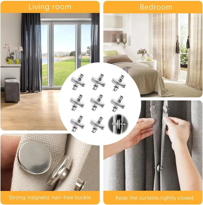 Magnetische Vorhangschnallen nagelfrei – Metall-Clip, 17/20/25 mm, 2–40 Stück