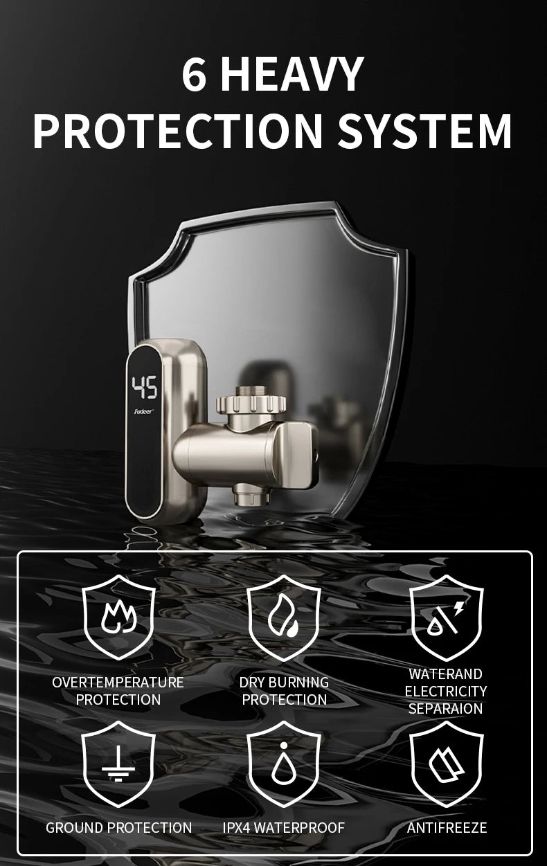 Fudeer 3400 W 220 V Elektrische Küche Warmwasserbereiter Wasserhahn Instant Hot Edelstahl Wasserhahn Heizung Kaltheizung Wasserhahn