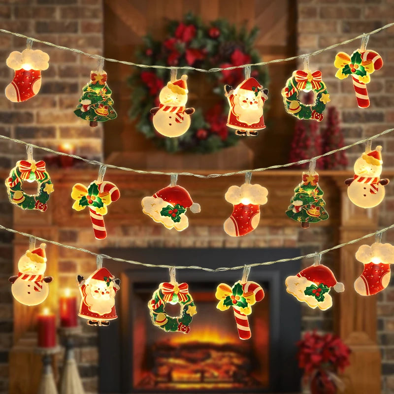 Weihnachten LED String Licht Santa Claus Lebkuchen Mann Weihnachten Baum Ornament Weihnachten Dekoration Für Home Neue Jahr Party Kinder Geschenk