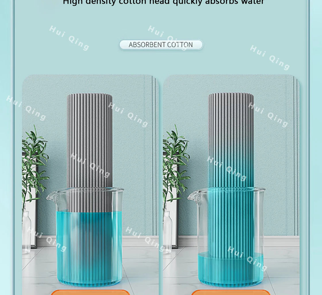 Gepresster selbstentleerender Gummi-Baumwollmopp, freihändiger magischer selbstreinigender Flachmopp, wiederverwendbarer Schwamm, Haushalts-Bodenreinigungswerkzeug