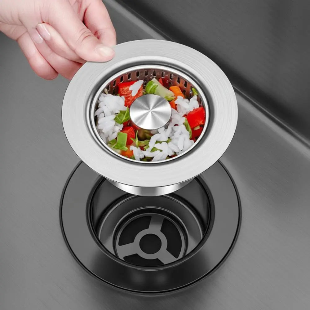 Edelstahl-Spülbeckensieb mit Pop-Up-Abflussstopper – Korbfilter, Anti-Verstopfung, 2 Stile