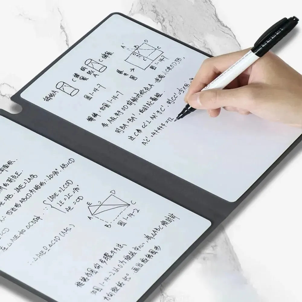 1-teiliges wiederverwendbares Whiteboard-Notizbuch-Set mit Whiteboard-Stift, Löschtuch, Leder, Notizblock, Wochenplaner, tragbar, stilvoll, Büro