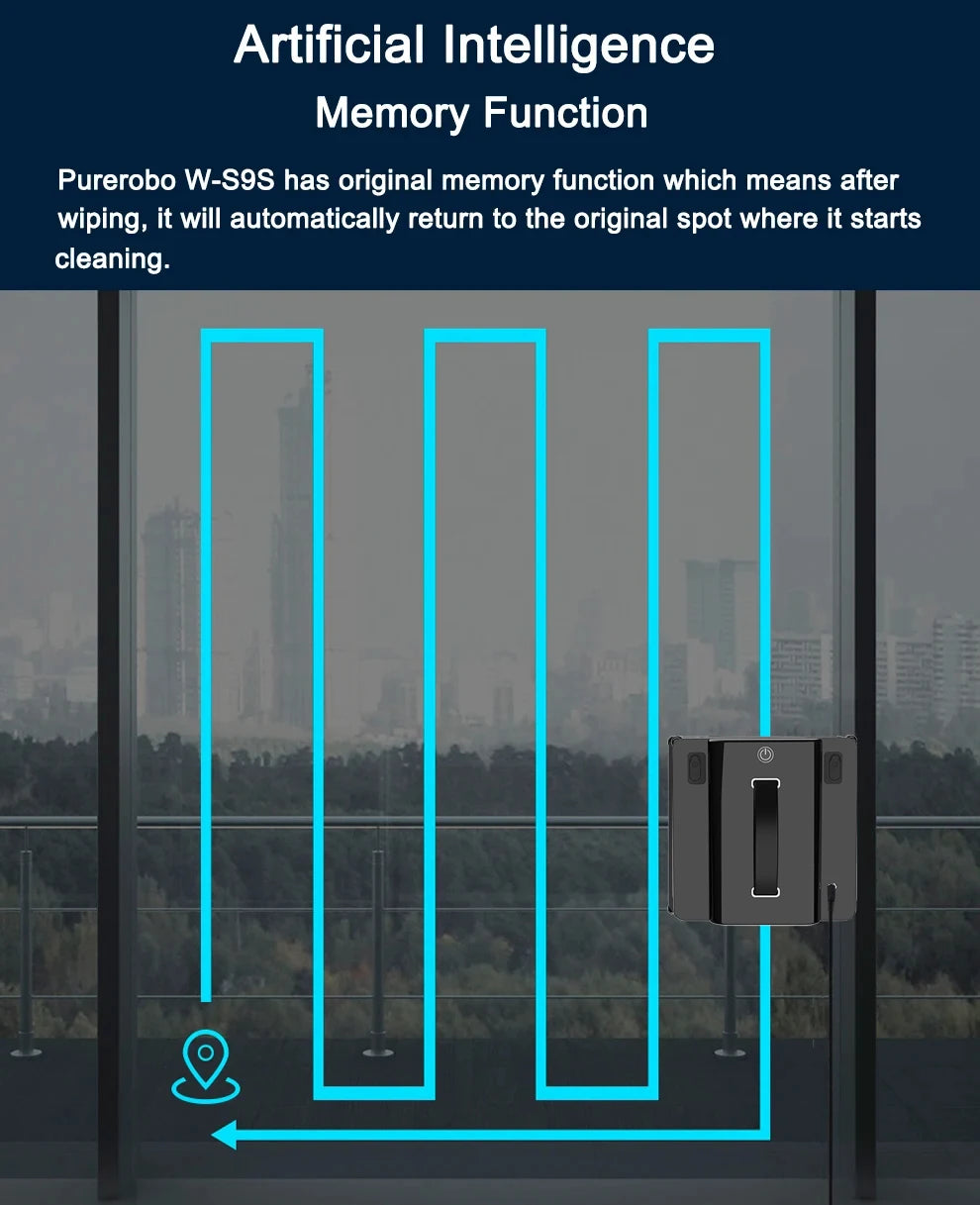 Fensterputzroboter Purerobo W-S9S mit APP Staubsauger