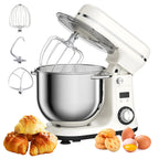 BioloMix Küchen-Lebensmittel-Standmixer, Mixer, leiser Motor, Sahne-Ei-Schneebesen, Peitsche, Teigkneter, 6 Geschwindigkeiten, 1200 W, 6 l, DC