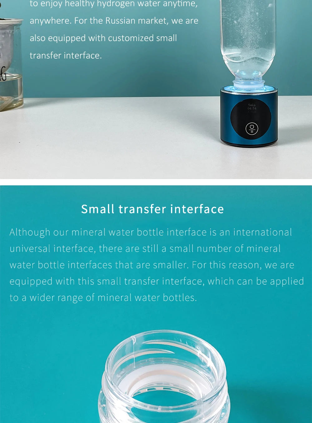 BlueVida Neue Nano-Wasserstoff-Wassergeneratorflasche der 8. Generation DuPont SPE/PEM-Wasserhydrogenator mit H2-Inhalator-Touch-Taste