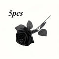 Künstliche Schwarze Rosen – Langer Stiel, Tischdeko | 5 oder 10 Stück