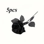 Künstliche Schwarze Rosen – Langer Stiel, Tischdeko | 5 oder 10 Stück