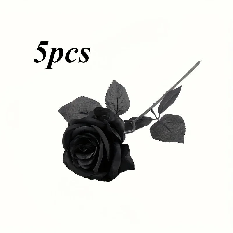 Künstliche Schwarze Rosen – Langer Stiel, Tischdeko | 5 oder 10 Stück