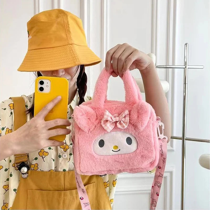 Hello Kitty Sanrio Plüschtasche Kuromi Melody Cartoon Anime Tragbare Handtasche Umhängetasche Kosmetik Kawaii Aufbewahrungstasche Damen Mädchen Geschenk