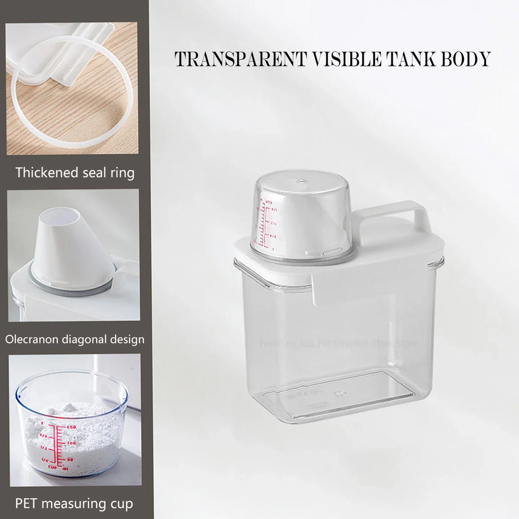Boîte de rangement hermétique de 2 300 ml pour lessive en poudre, avec couvercle, pour céréales et eau de Javel, avec étiquettes
