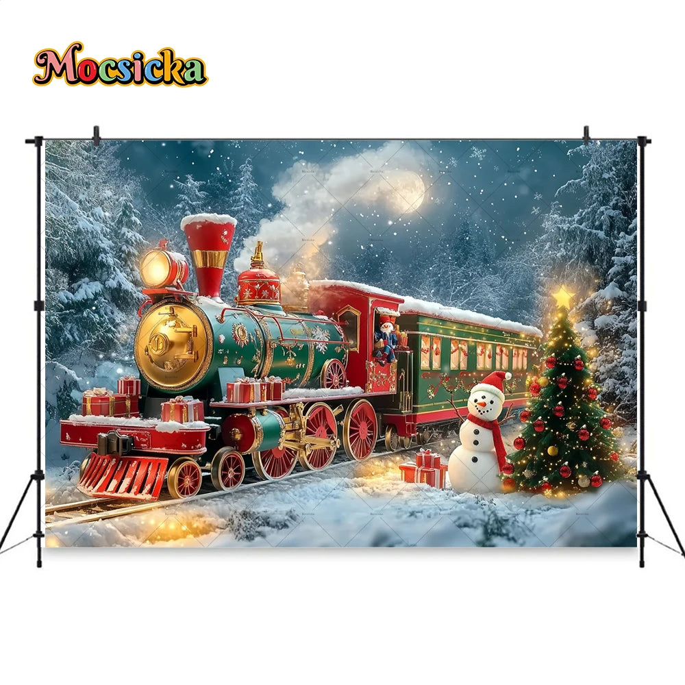 Weihnachten bunte Zug Hintergrund Fotografie Silvester Schneemann Weihnachtsbaum Geschenk Hintergrund Stand Kinder Winter Geburtstag Foto