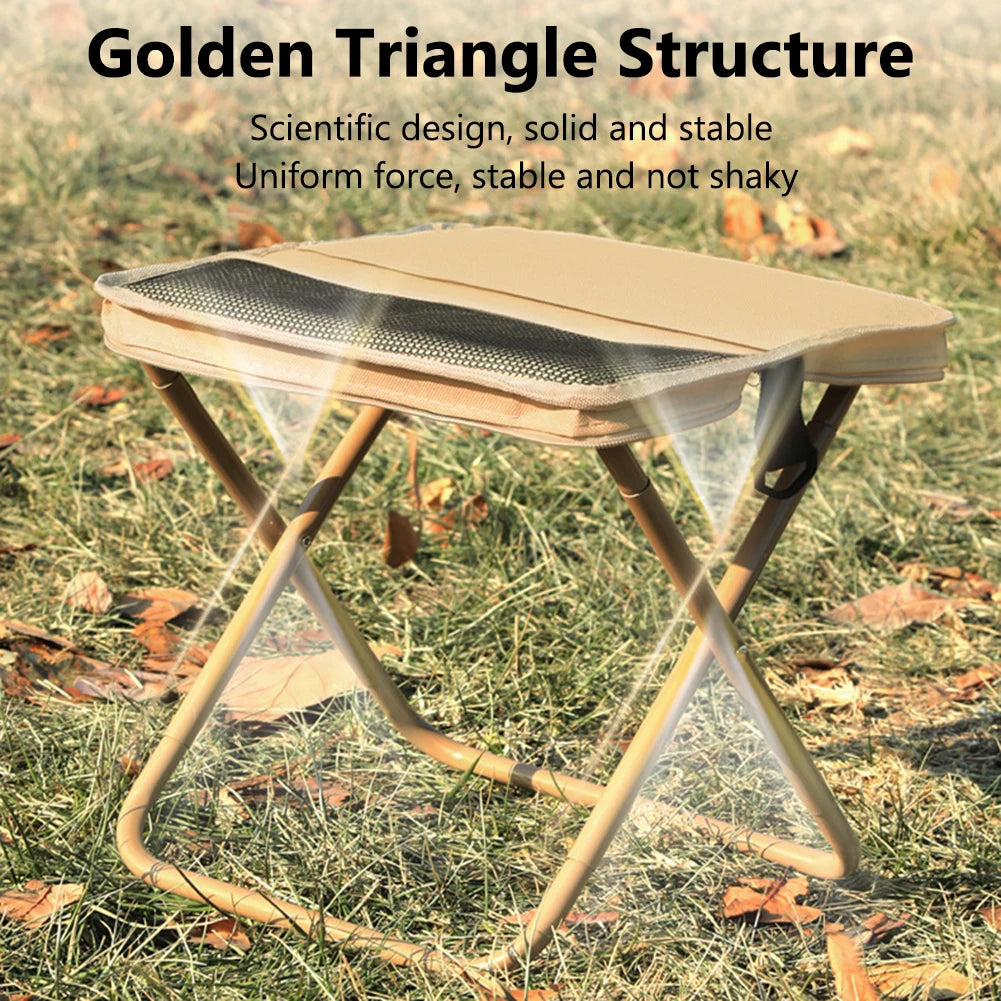 Outdoor-Klappstuhl mit Reißverschlusstasche und Netztasche, integrierter Aufbewahrungsstuhl, verschleißfest, für Picknick, Gartenarbeit, Grillen, Wandern