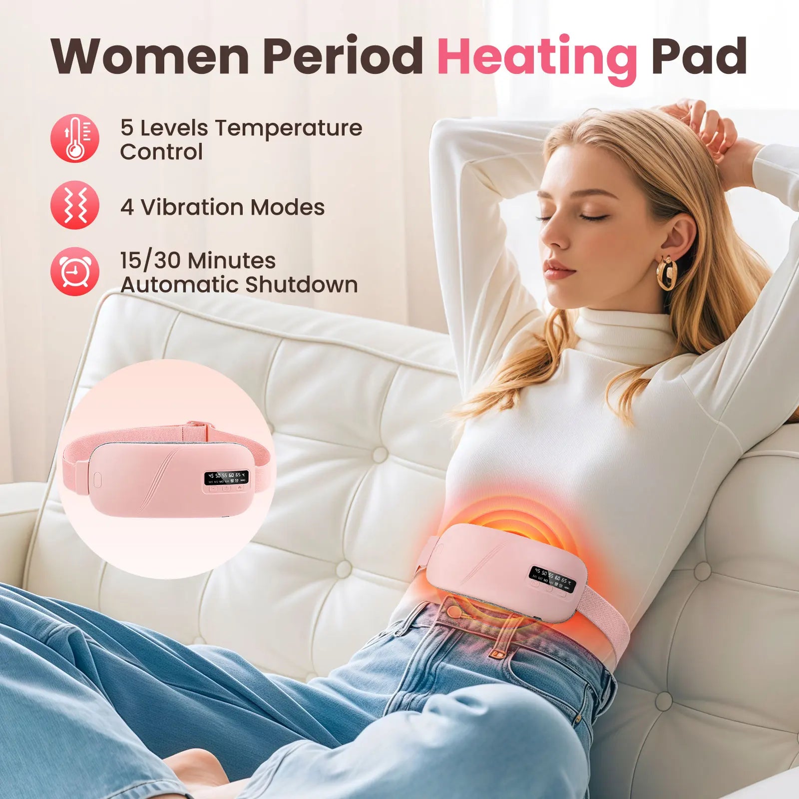 Elektrischer Massagegürtel gegen Periodenkrämpfe – Wärme & Vibration
