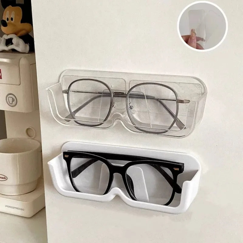 Brillen-Organizer Wandhalter – Selbstklebend, Ohne Bohren, 17,5×3,5×5,8cm | Sonnenbrille & Brille | Weiß, Grau & Transparent