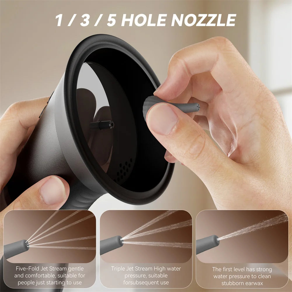 Wasserbetriebenes Ohrenreinigungsgerät mit Spülspüler, elektrisches Ohrenschmalz-Entfernungssystem, 11 Spitzen, 3 Druckeinstellungen für saubere Geräte