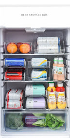 Stapelbarer Kühlschrank-Organizer, Behälter, Pop-Soda-Dosenspender, Getränkehalter für Kühlschrank, durchsichtiges Kunststoff-Aufbewahrungsregal für Lebensmittel in Dosen