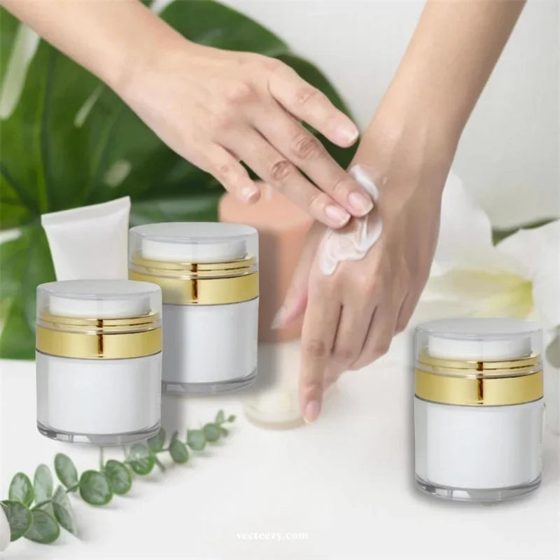 15/30/50ML Leere Airless Pumpe Jar Nachfüllbare Cremes Gele Lotionen Dispenser Creme Jar Vakuum Flasche Push-unten Pumpe Dispenser