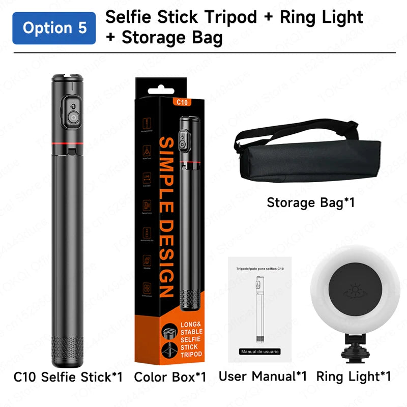 TOKQI C10 Selfie Stick Stativ – 1,83m / 72 Zoll, Bluetooth, Aluminium | iPhone & Android