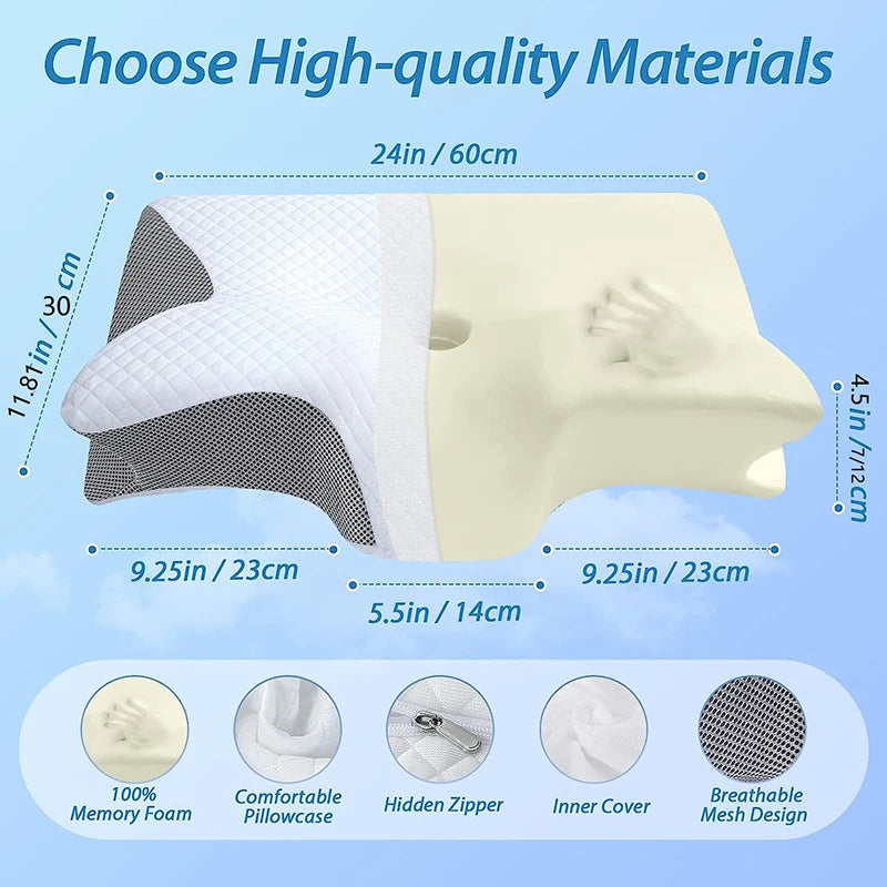 Memory-Schaum Nackenkissen 2-in-1 – Orthopädisch, ergonomisch, Anti-Schnarchen, 4 Farben