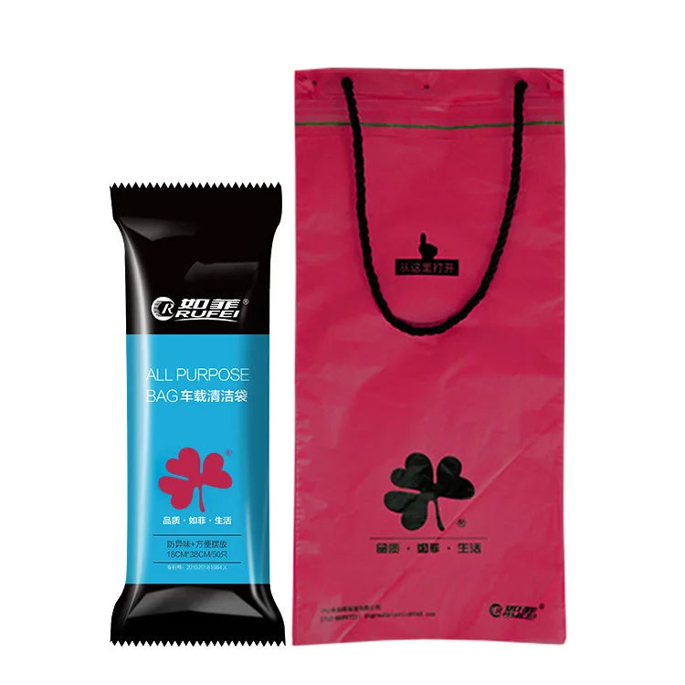 50 Stück Auto Einweg Müllsäcke, selbstklebende Müllhalter, Auto Interieur, Büro, Küche, Müll Aufbewahrung, Beutel biologisch abbaubar