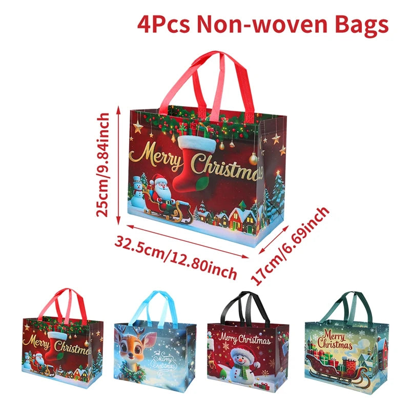 4 stücke Weihnachten Geschenk Taschen Weihnachten Party Dekoration Kinder Gefälligkeiten 2025 Weihnachten Santa Claus Handtaschen Navidad Natal Neue Jahr geschenk 2026