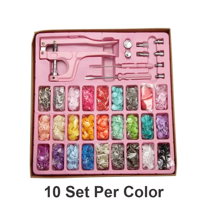 QIMONTON T5 Druckknopf-Set mit Zange – Resin, Nickelfrei, Waschbar, 1,2cm | DIY Nähen & Basteln | Blau, Rosa & Grau