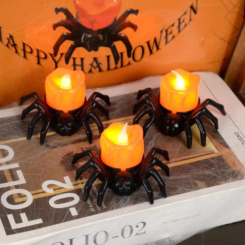Halloween LED-Spinnenlampe – Leuchtende Kürbis-Spinnen-Kerze | 1, 3, 5, 8 oder 10 Stück