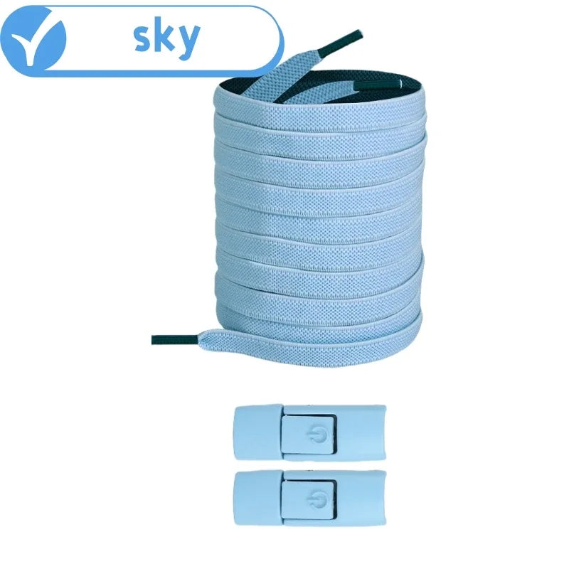 Neu ohne Krawatten, elastische Schnürsenkel, keine Krawatte, Schnürsenkel, Press-Lock-Schnürsenkel, Sneaker, Kinder und Erwachsene, 8 mm, verbreiterte flache Schnürsenkel für Schuhe