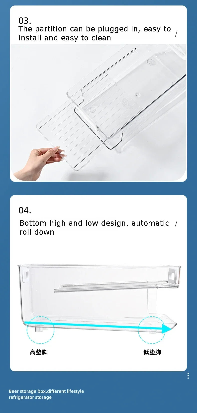 Stapelbarer Kühlschrank-Organizer, Behälter, Pop-Soda-Dosenspender, Getränkehalter für Kühlschrank, durchsichtiges Kunststoff-Aufbewahrungsregal für Lebensmittel in Dosen