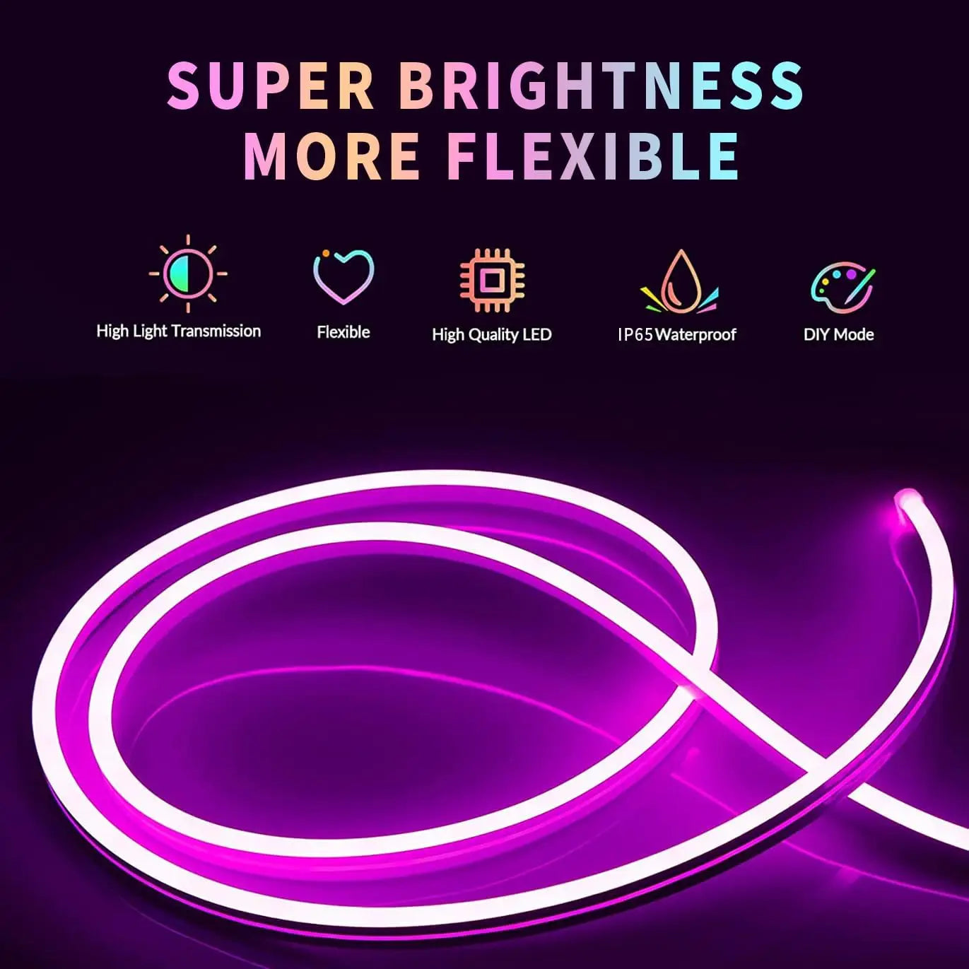 30 m/20 m flexible LED-Neon-Lichterkette mit App/Fernbedienung, IP65-RGB-Lichterkette für den Außenbereich, Musiksynchronisierung für Räume, Pool, Garten