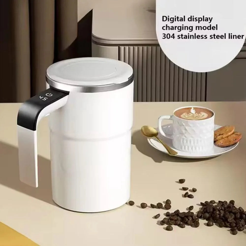 380ML Mini Elektrische Kaffeetasse Rotierenden Mixer Mit Abdeckung Automatische Mischbecher Wärmer LED Temperatur Display