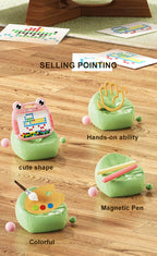 Montessori Kinder, Magnetisches Zeichenbrett, Spielzeug mit Magnetperlen und Stift, Niedliche Frösche, Großes Doodle-Brett für Kinder, Lernspielzeug