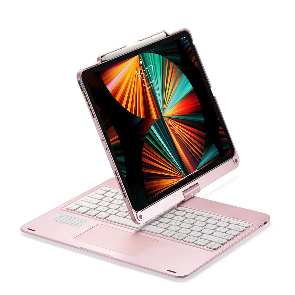 360 Grad drehbare BT-Tastatur für wiederaufladbare kabellose Tastatur und Maus mit 7-Farben-Hintergrundbeleuchtung für iPad 10,2/10,5 Zoll