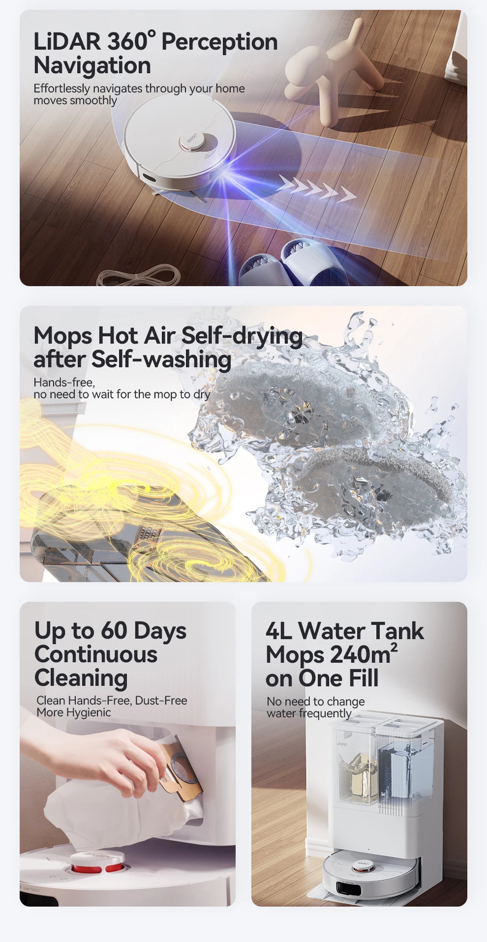 JONR Robot Vacuum P20 Pro International Edition Wischen Staubsaugen Trocknen Tücher Automatische Reinigung Staub Sammeln Entwässerung Wasser