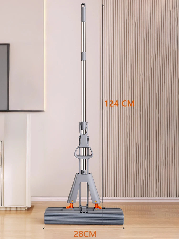 Gepresster selbstentleerender Gummi-Baumwollmopp, freihändiger magischer selbstreinigender Flachmopp, wiederverwendbarer Schwamm, Haushalts-Bodenreinigungswerkzeug